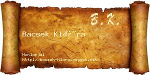Bacsek Klára névjegykártya